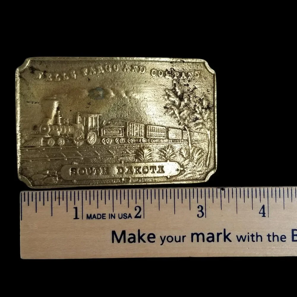 Vintage Belt Buckle Wells Fargo And Company South Dakota Steam Engine‎ Train